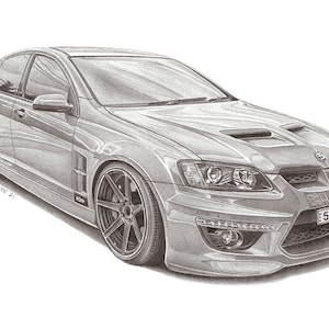 Framed Holden VE Clubsport R8 A3 Print off Original Pencil Drawing Limited 50 copies image 2
