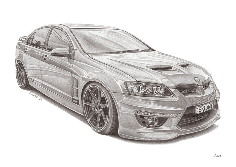 Framed Holden VE Clubsport R8 A3 Print off Original Pencil Drawing Limited 50 copies image 2