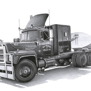 Mack RS700L "Rubber Duck" Print off Original Pencil Drawing Limited 100 copies