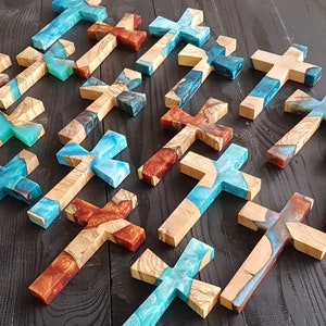 Handmade Resin Olive Wood Wall Cross - Christian Home Decor