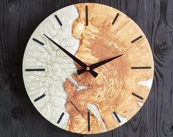 Custom Made Resin & Olive Wood Wall Clock, Made to order Epoxy and Olive Wood Wall Clock, Home gift, Live Edge Rustic Olive Wood Wall Clock