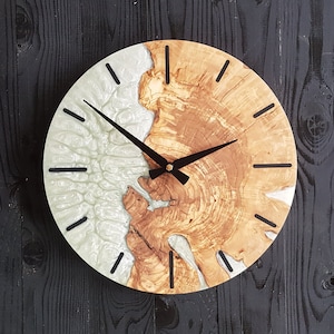 Custom Made Resin & Olive Wood Wall Clock, Made to order Epoxy and Olive Wood Wall Clock, Home gift, Live Edge Rustic Olive Wood Wall Clock