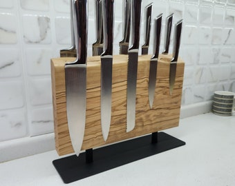Messerhalter Olivenholz, Magnetischer Messerständer Olivenholz Messerblock, Messerhalter, Messerblock, Messerorganizer, Holzmesserständer, für Chefkoch