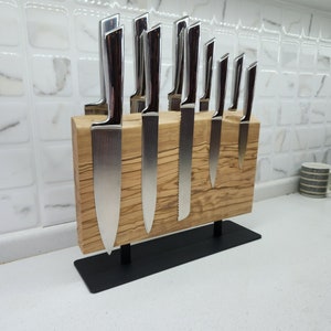 Knife Holder Olive Wood, Magnetic Knife Stand Olive Wood Knife Block, Knife Display, Messerblock, Knife Organizer, Wood Knife Rack, For Chef