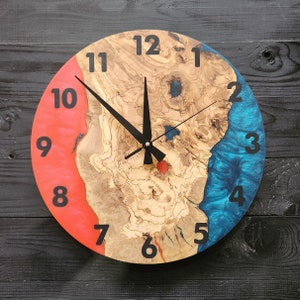 Custom Made Resin & Olive Wood Wall Clock, Made to order Epoxy and Olive Wood Wall Clock, Home gift, Live Edge Rustic Olive Wood Wall Clock