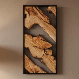 Live Edge Olivenholz Wandkunst: Metallrahmen, Rustikales Dekor