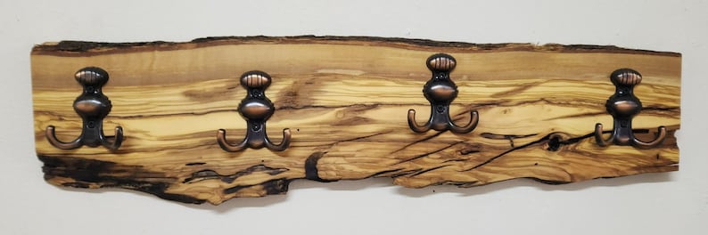 Wooden Coat Rack, Custom Made Rustic Live Edge Olive Wooden Wall Mounted, Personalized Coat Rack For Wall, Wooden Coat Rack, Coat Hanger image 6