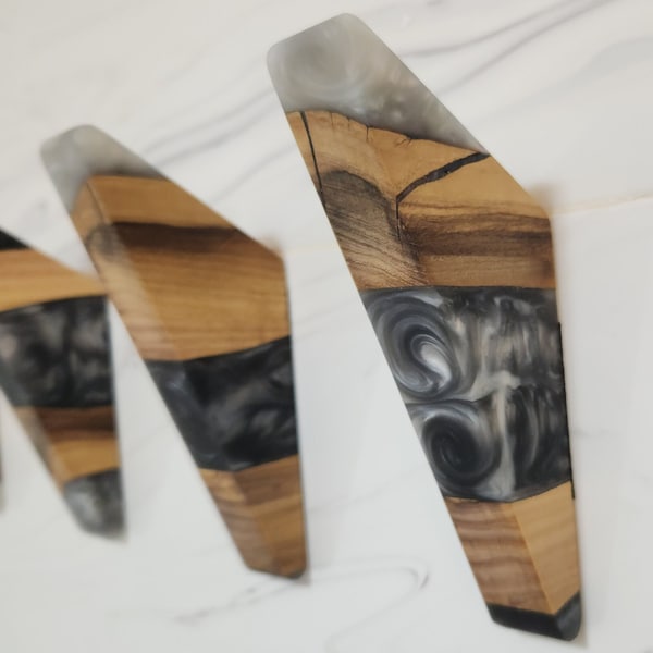 Handmade Epoxy Olive Wood Wall Hook: Resin Art Home Decor