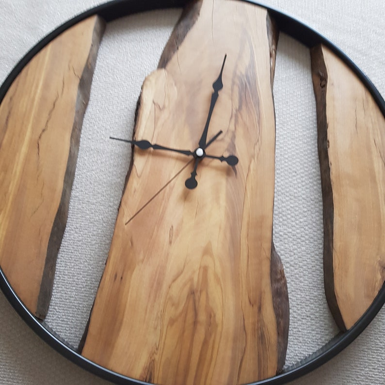 Custom Made Metal & Olive Wood Wall Clock, Wooden Wall Clock, Rustic Wall Clock, Unique Gift, Metal Clock, Home Gift, Housewarming gift image 10