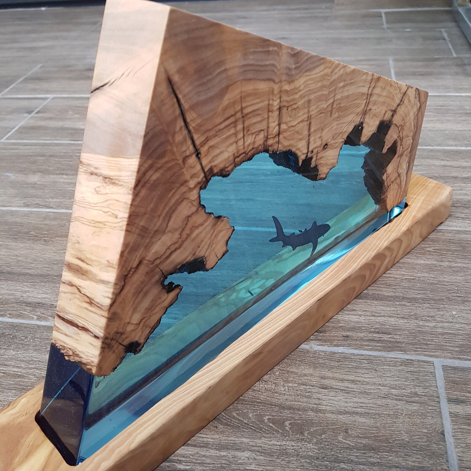 Made to Order Resin & Olive Wood Lamp Ocean Night Lamp Sea Etsy