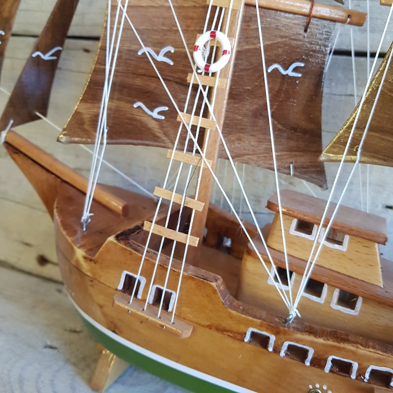 Wooden Pirate Ship Model, Handmade Pirate Ship. Model Pirate Ship, Miniature Pirate ship, Handmade Decor, Wooden Decoration image 7