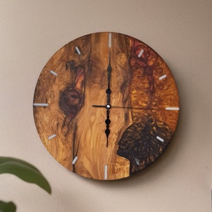 Custom Made Resin & Olive Wood Wall Clock, Custom Build, Personalized Wall Clock, Home gift, Gift for her and him