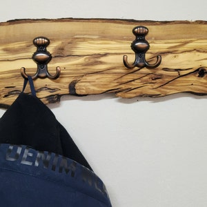 Wooden Coat Rack, Custom Made Rustic Live Edge Olive Wooden Wall Mounted, Personalized Coat Rack For Wall, Wooden Coat Rack, Coat Hanger image 3