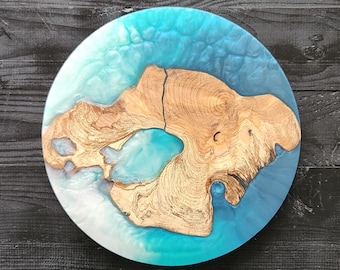 Custom Charcuterie Board, Resin and Olive wood Platter, White, Teal and Blue Top Quality Epoxy, Chop Board, Cutting Board, Personalized