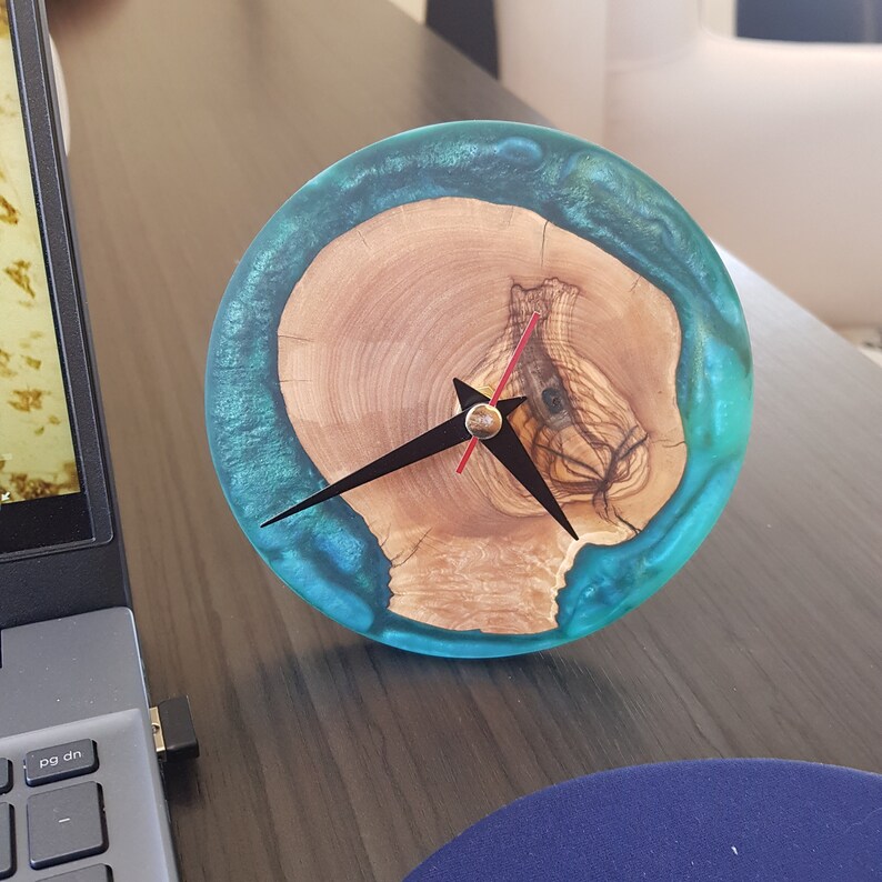 Custom Made Clock Desktop Wooden Clock Resin and Wooden Etsy