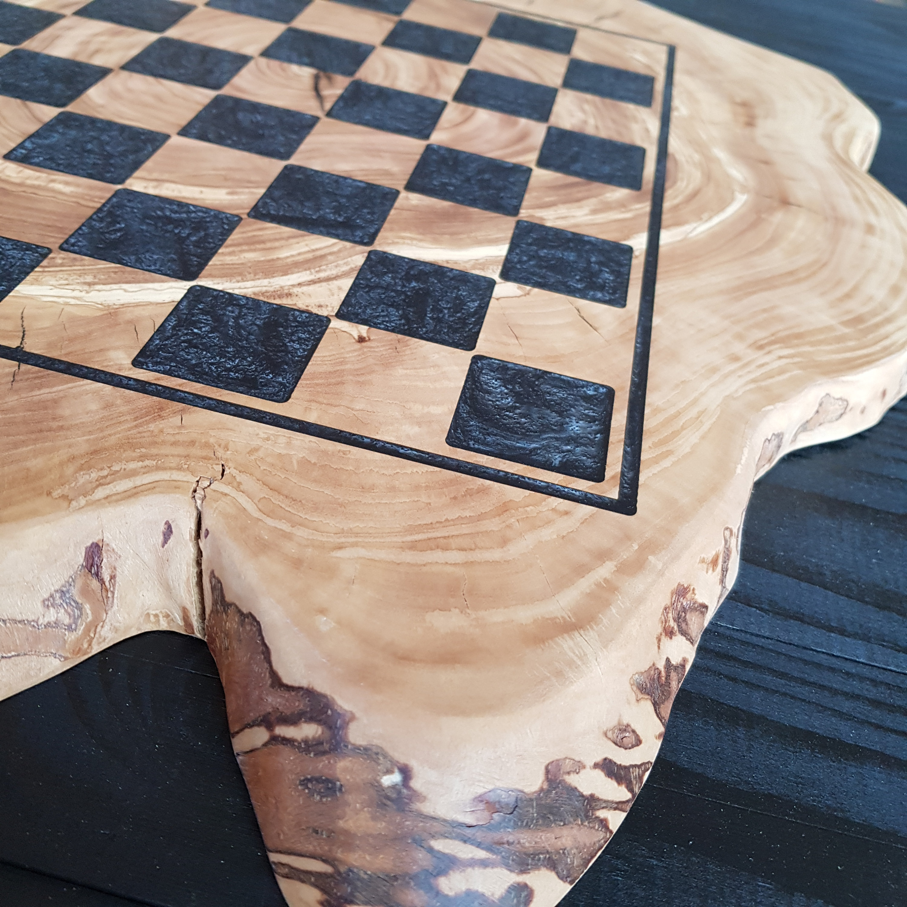 Olive Wood Epoxy Double-side Resin Chess Board Game Set 