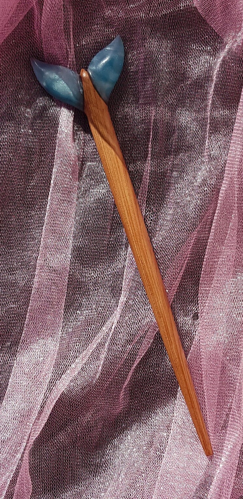 Handmade Vin Resin and Wooden Hairpin, Hair Stick, Wooden Hair Fork, Gift for her, Bridal Hairpin, Wedding Hairpin image 6