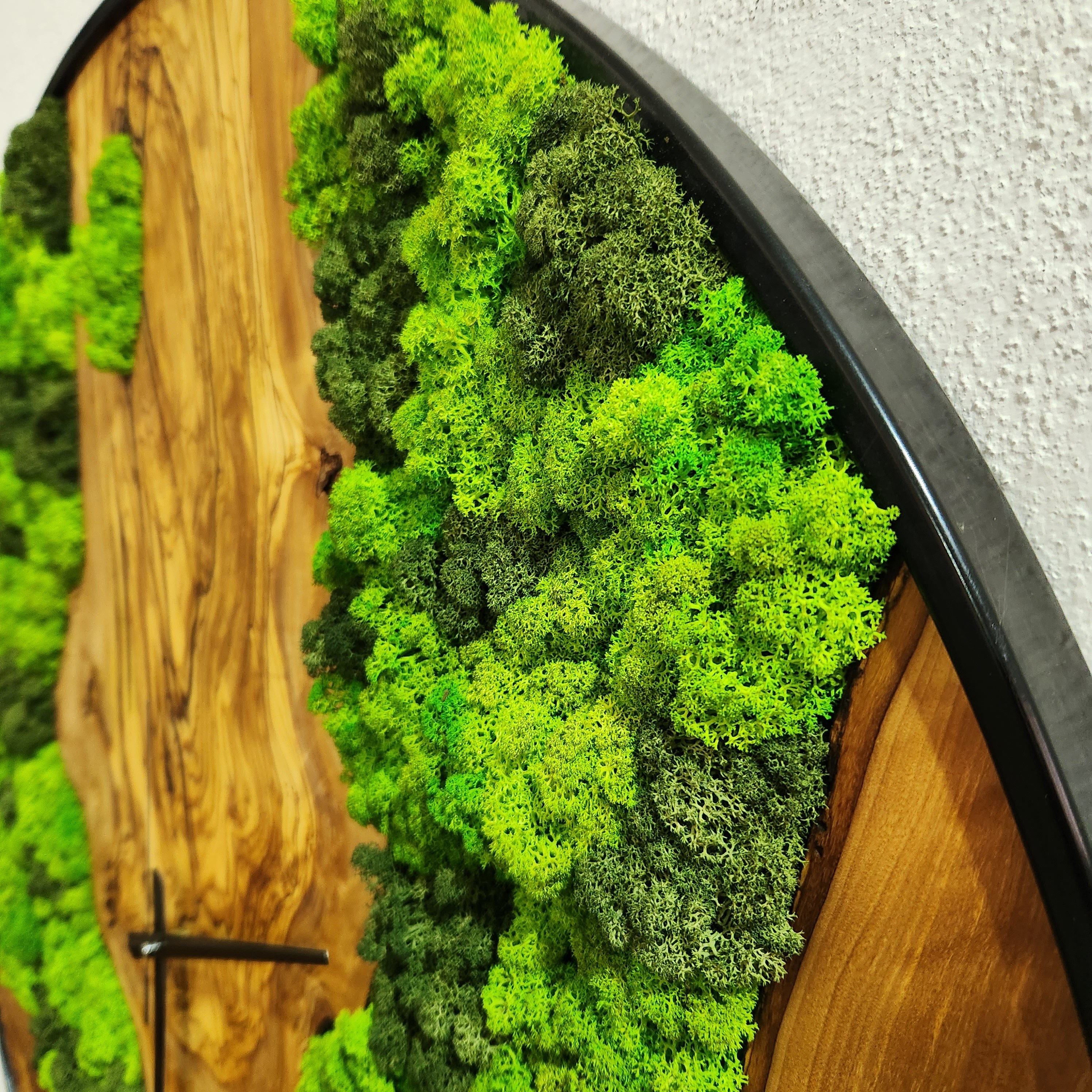 Moss & Olive Wood Wall Clock With Metal Frame - Etsy