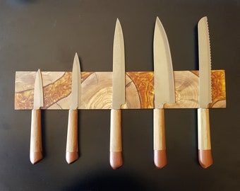 Custom Order Magnetic Knife Rack, Resin and Olive Wooden Knife Holder, Epoxy and Olive Wood Knife Bar, Knife Block, Knife Storage For Wall