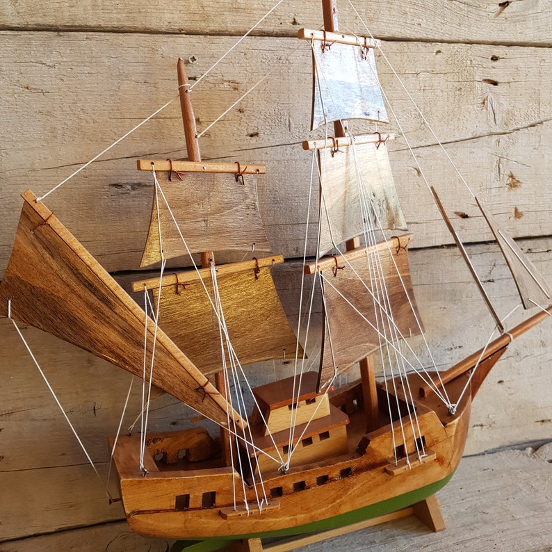 Wooden Pirate Ship Model, Handmade Pirate Ship. Model Pirate Ship, Miniature Pirate ship, Handmade Decor, Wooden Decoration image 10
