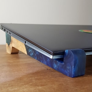 Custom Order Resin and Olive Wooden Laptop Stand, Epoxy and Wooden Desktop Stand, Desktop Holder, Custom Made Desktop Gadget