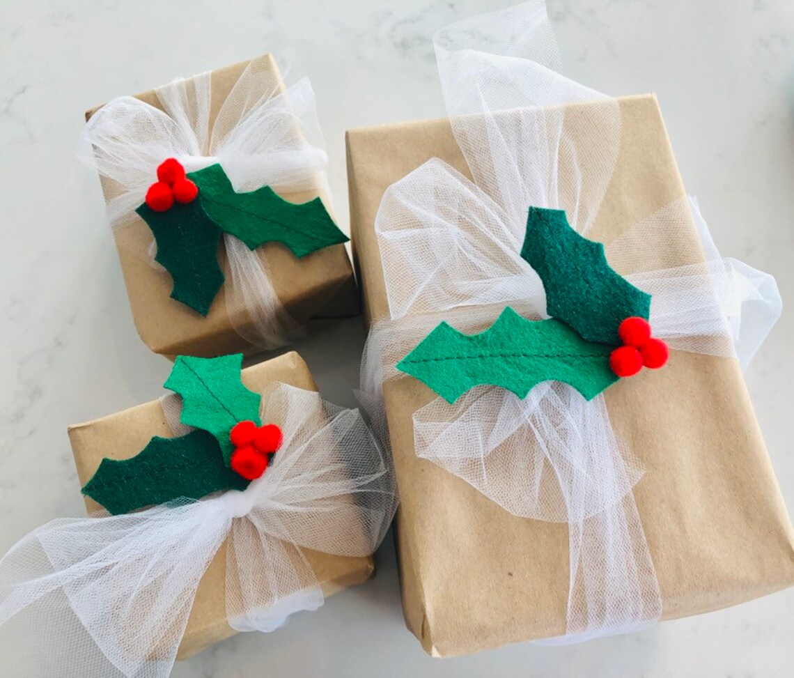 Christmas Holly Gift Toppers Set of 5 - Etsy UK
