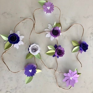Purple Paper Flower Garland - Etsy