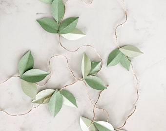 Green Paper Leaves Garland