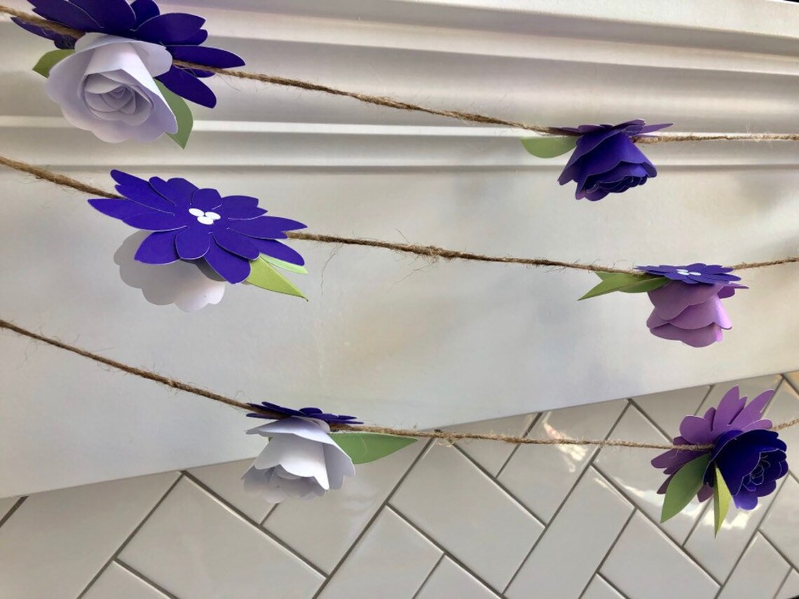 Purple Paper Flower Garland - Etsy