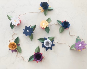 Purple Paper Flower Garland | Etsy