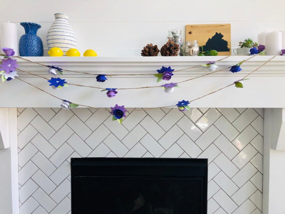 Purple Paper Flower Garland | Etsy