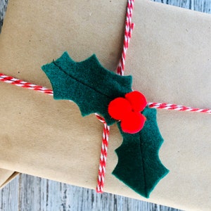 Christmas Holly Gift Toppers with Gift Tags--Set of 6