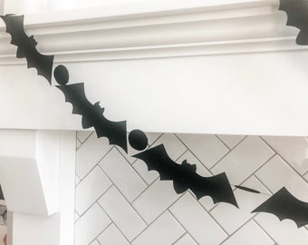 Black Felt Bat Halloween Garland