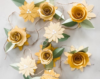 Yellow Paper Flower Garland