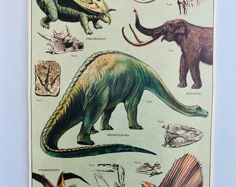 Ready to Hang Vintage Style Dinosaur Poster