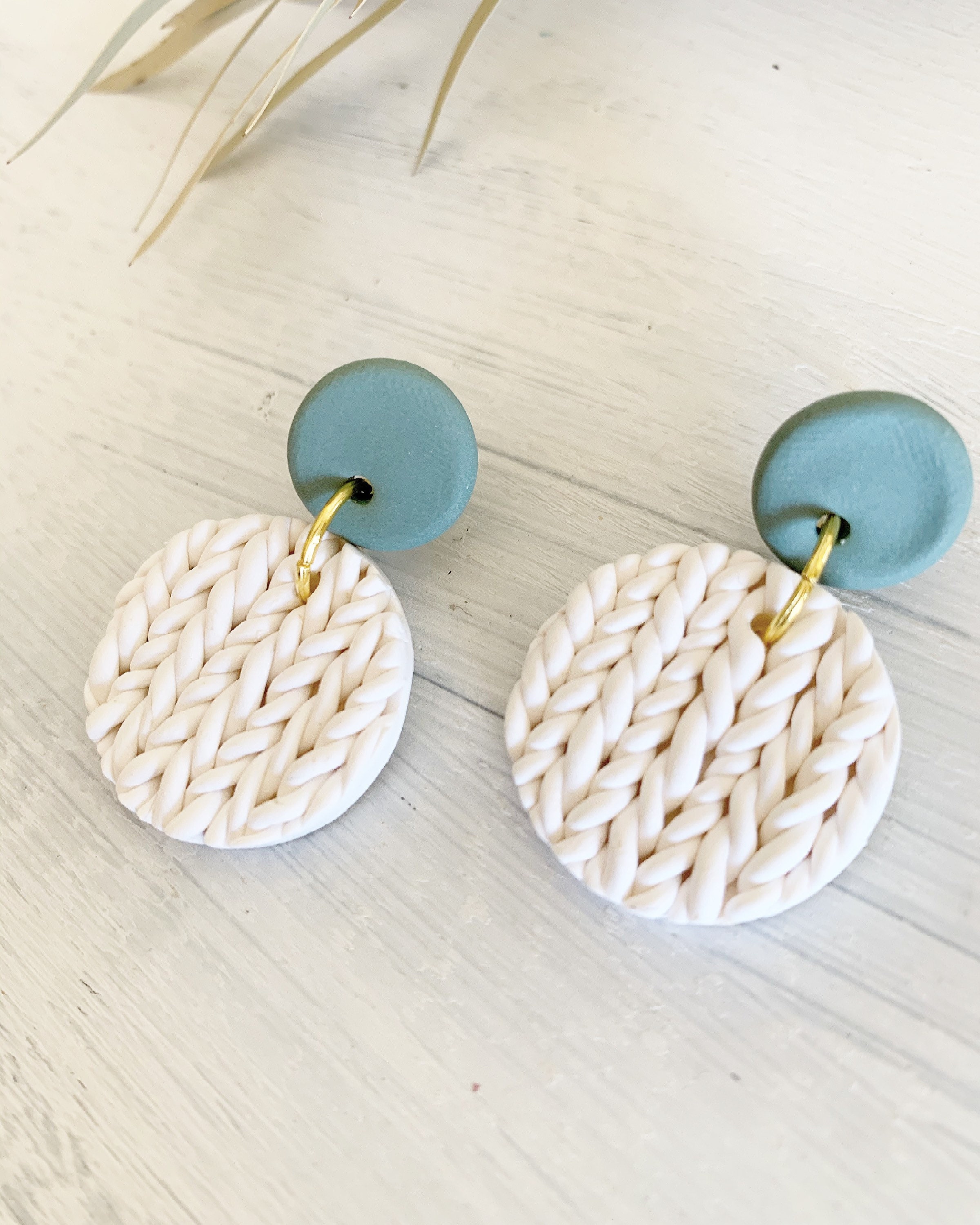 Knitted polymer clay earrings knot clay earrings knitting Etsy