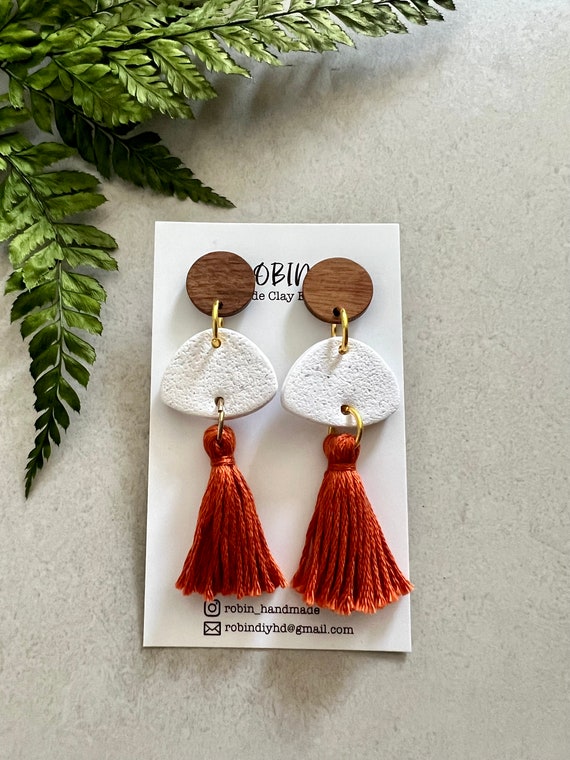 Polymer clay earrings with tassels deals
