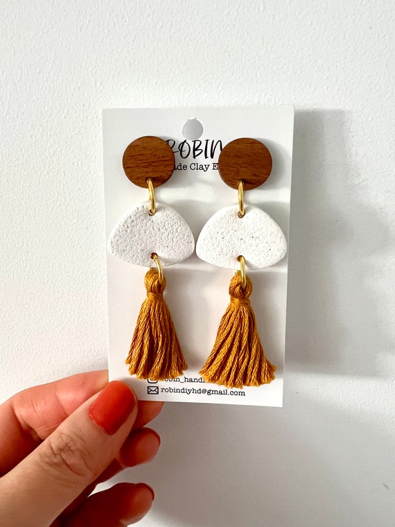 Polymer clay earrings with tassels deals