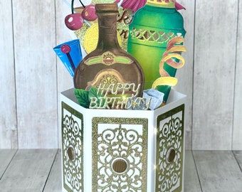 Cocktail Birthday Pop Up Box Card | 3D Card | Birthday Gifts | Greetings Card