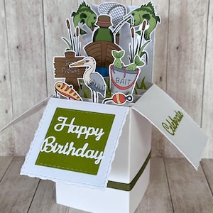 Tarjeta de cumpleaños emergente de pesca / Tarjeta 3D / Tarjeta de pesca / Pasatiempo / Tarjeta de felicitación para hombres / Regalo de cumpleaños