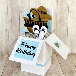 Summer Birthday Pop Up Box Card | 3D Card | Beach Bag | Holiday Card | Greetings Card | Birthday Gift