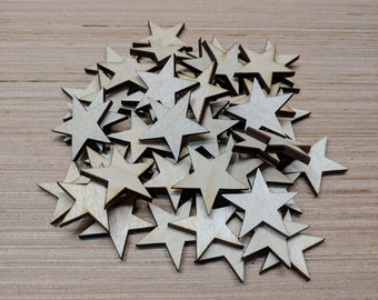 1000 - 1/2 inch Mini Wood Stars Laser Cut Flag Making .5" Wooden Stars- DIY Craft Supplies Flag Making Rustic Decor Wood Confetti Patriotic