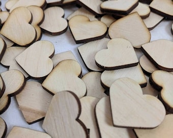 Choose Size and Qty - .25" to 2.875" - Wood Hearts, Wood Confetti Love Hearts- Rustic Wedding Decor- Table Decorations- Small Wooden Hearts