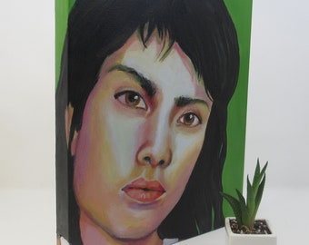 Original Painting, "Testy on Green" , Original Art, Acrylic Painting, Wall Art, Modern Painting, Contemporary Art, Portrait, Canvas Art
