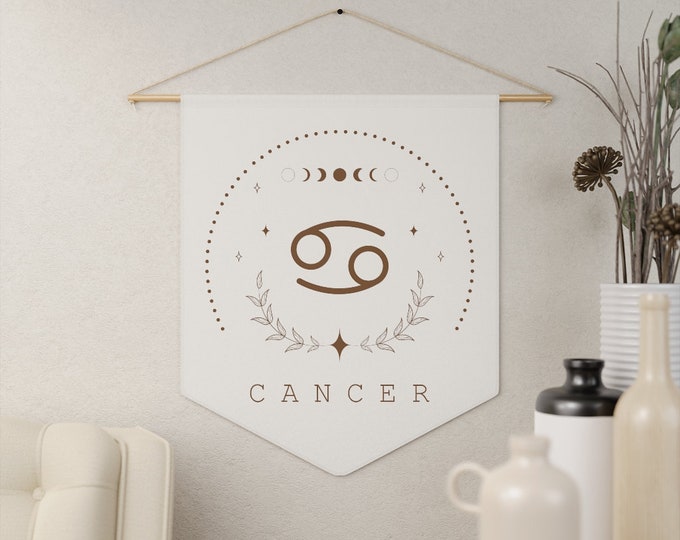 cancer boho pennant with wooden dowel