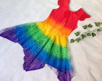 Size 7 RAINBOW PRINCESS Fairy Dress *Unique*