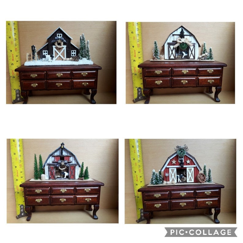 Dollhouse Miniature Christmas Decoration Barn Light up Etsy