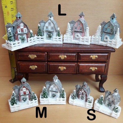 Dollhouse Miniature Christmas Village Light up Handmade Etsy