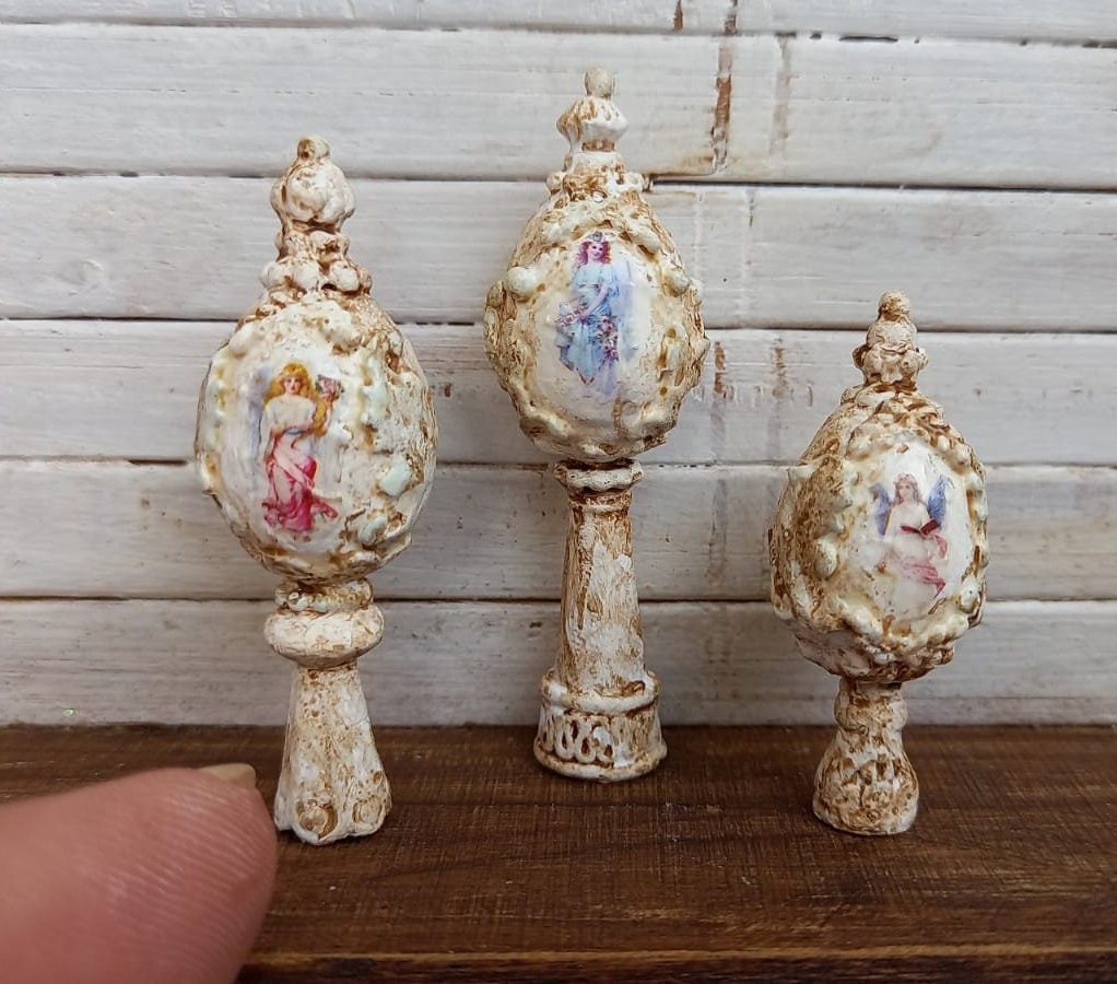 Set of 3 Dollhouse Miniature Easter Eggs Decorations Etsy