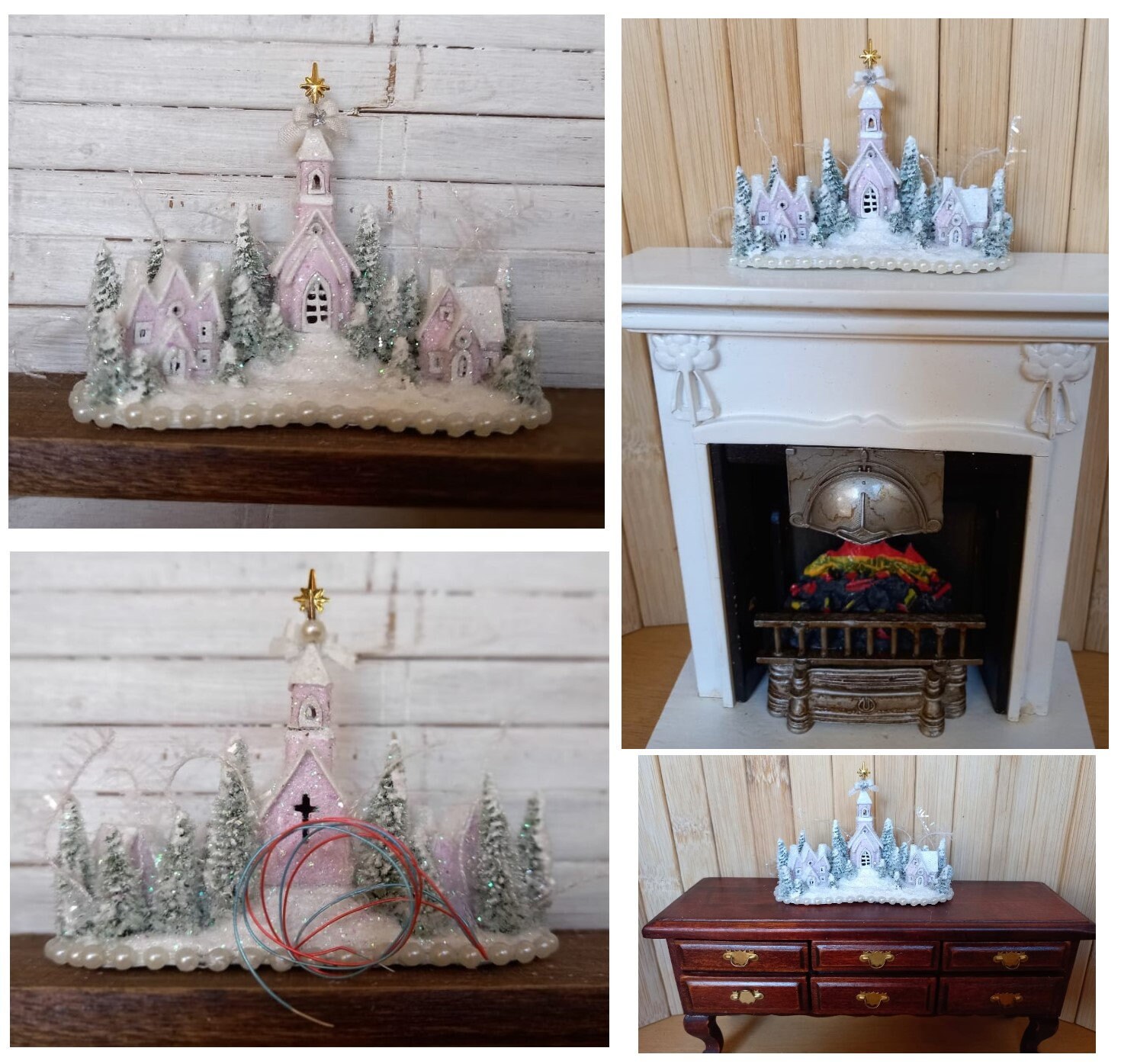 Dollhouse Miniature Christmas Village Light up Handmade Etsy UK
